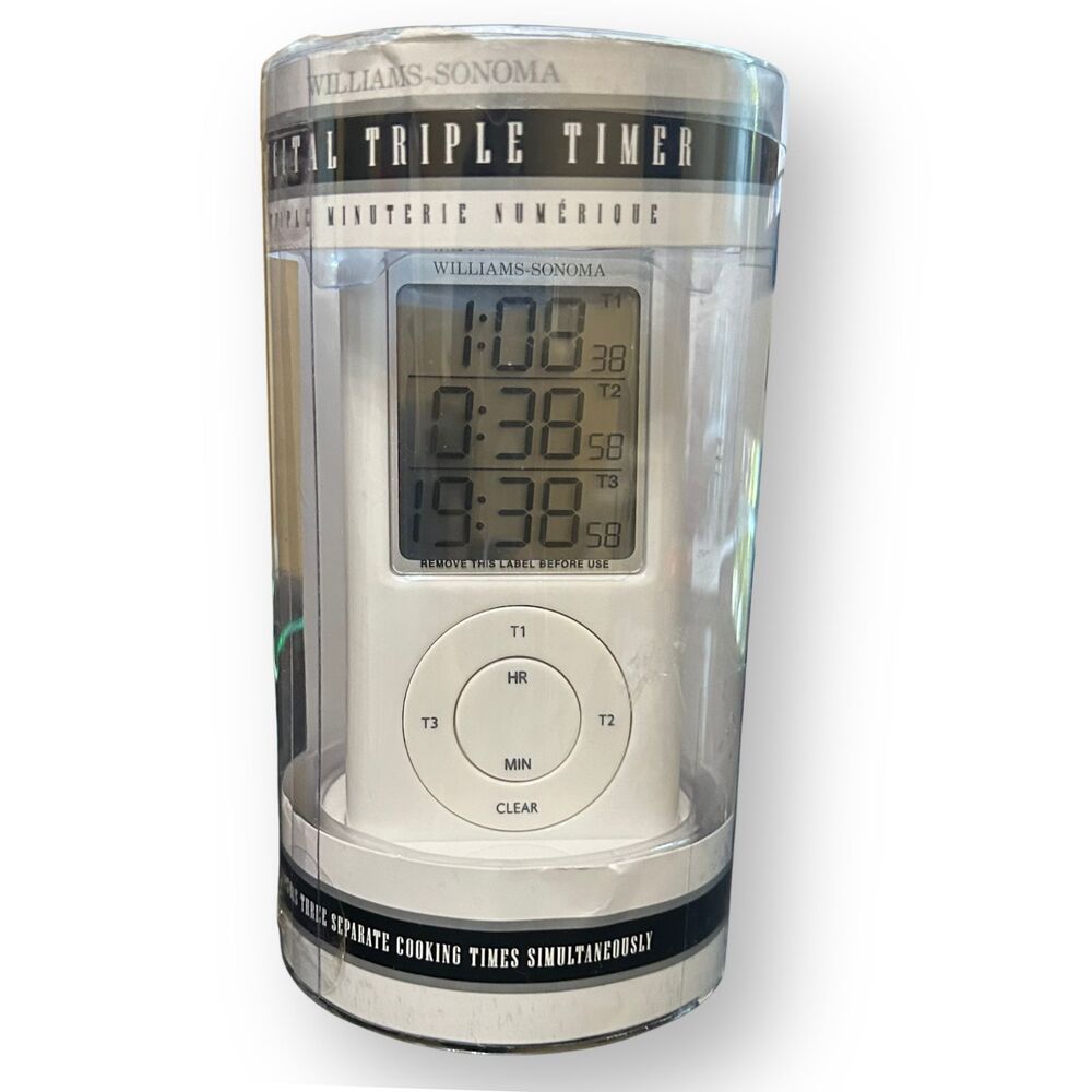 Williams-Sonoma Digital Triple Timer White 3 Timer Channels 3 Different Alarms